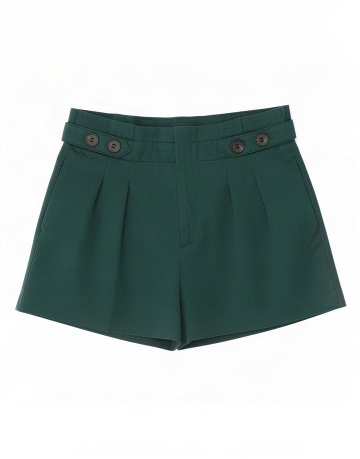 Pantaloncini casual a vita alta da donna Zara grandi W32 poliestere verde