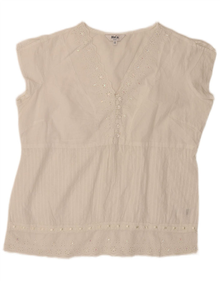 Max & Co. Camicetta petite da donna Top UK 12 Cotone floreale bianco medio
