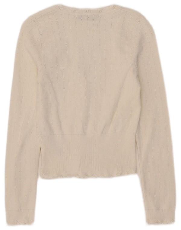 Maglione corto con scollo a barca da donna Zara UK 8 piccolo in viscosa bianca