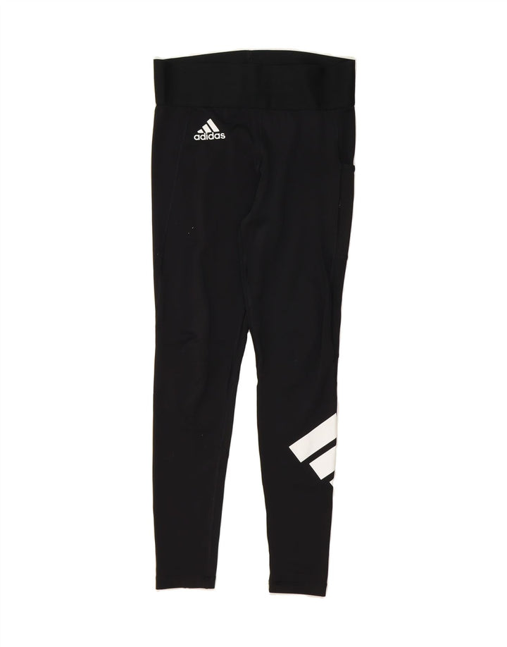 ADIDAS Womens Graphic Leggings UK 14 Medium  Black Vintage Adidas and Second-Hand Adidas from Messina Hembry 