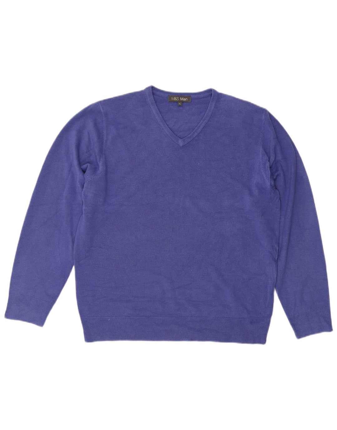 Maglione maglione con scollo a V da uomo Marks & Spencer XL blu acrilico