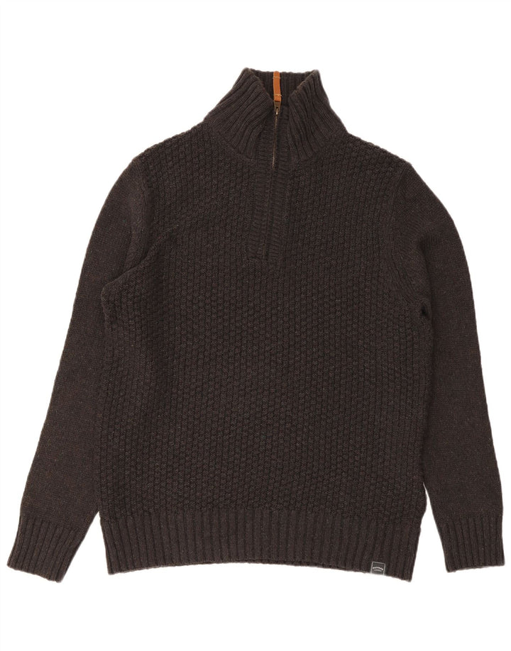 Maglione da uomo con collo con zip Fat Face, grande cotone grigio