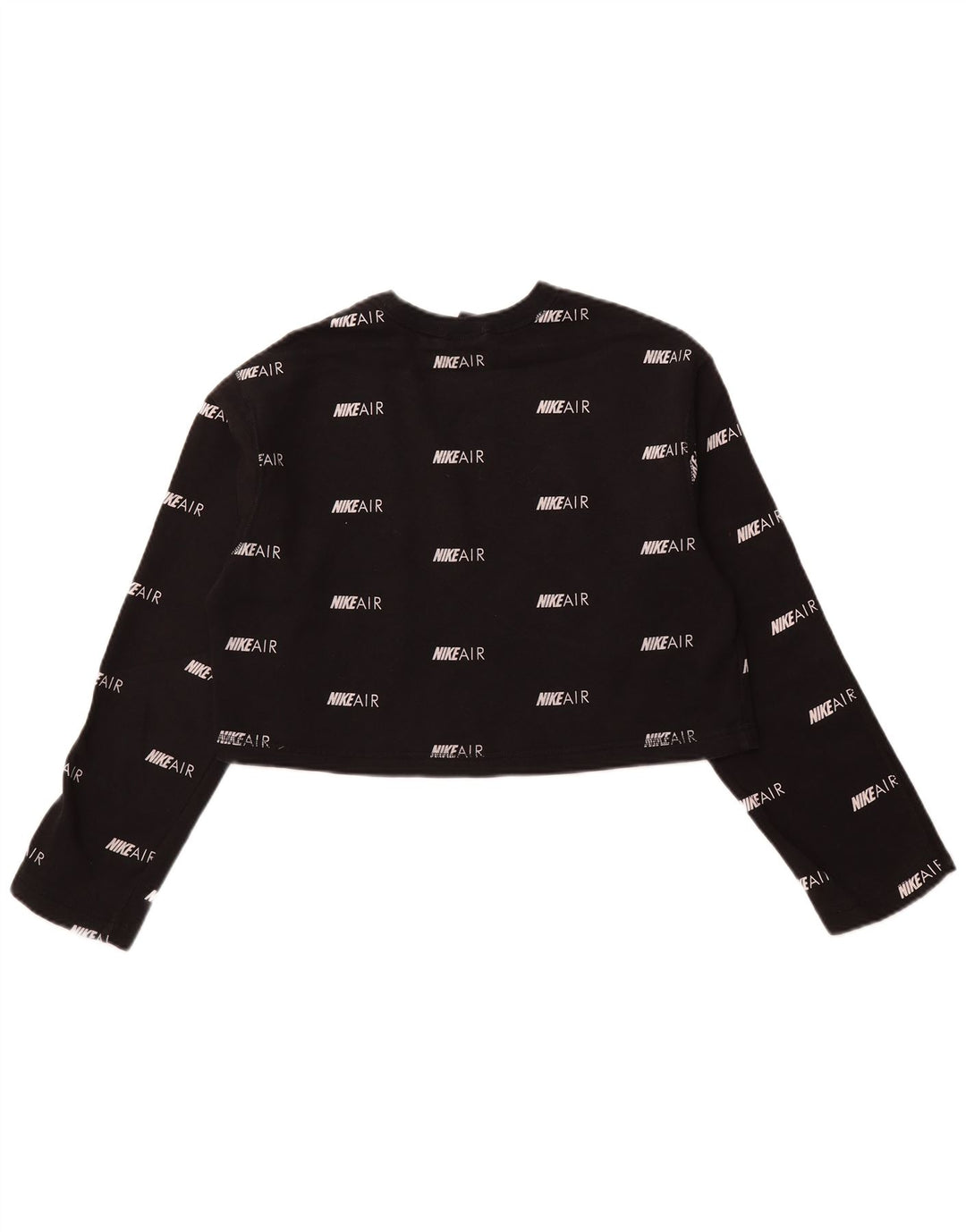 NIKE Womens Air Oversized Crop Graphic Top Long Sleeve UK 14 Medium Black