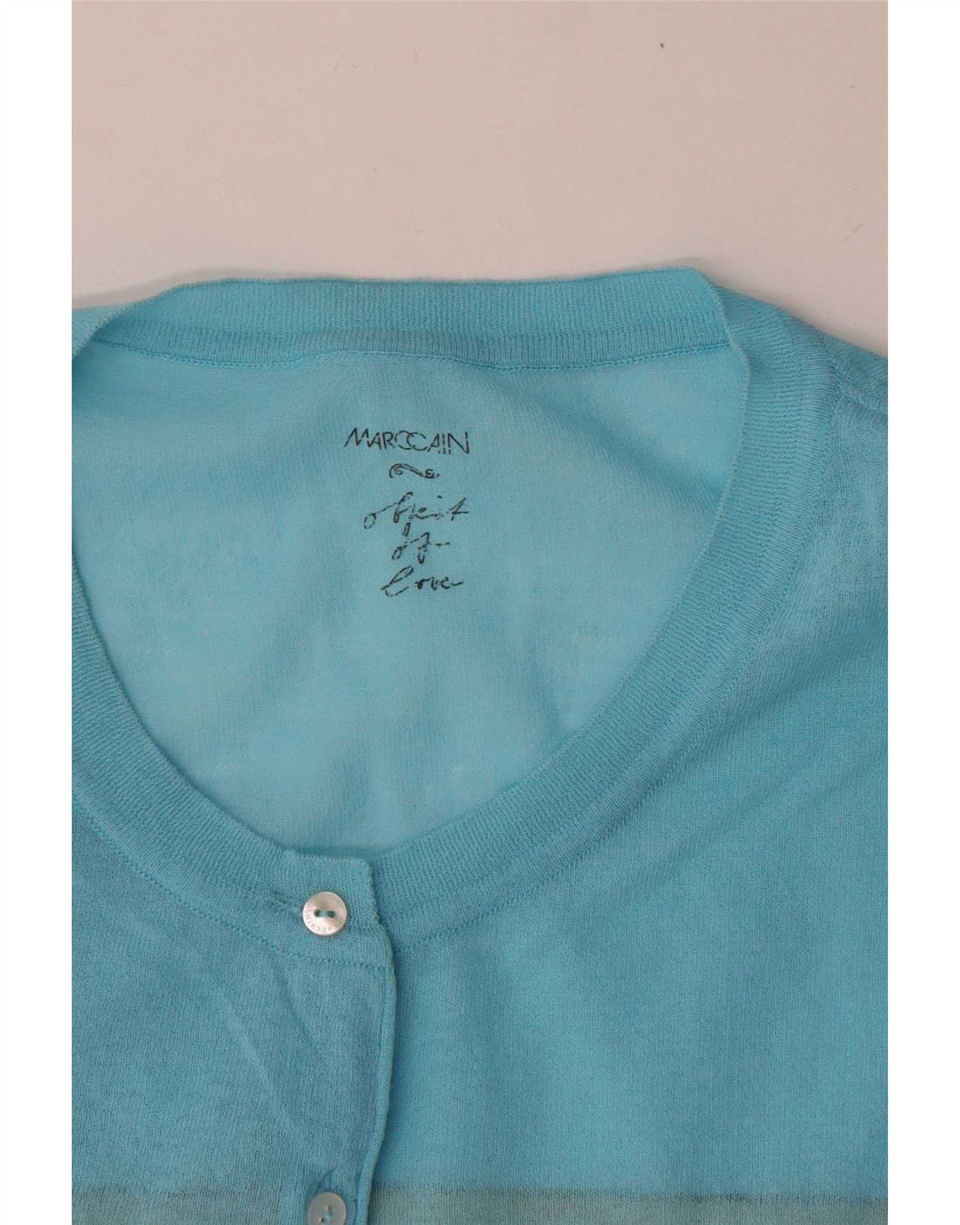 Maglione cardigan corto da donna Marccain UK 14 a righe blu medio