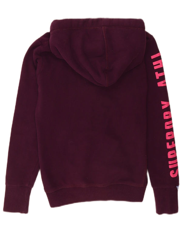 Maglione con cappuccio e zip grafica da donna Superdry UK 10 piccolo cotone viola