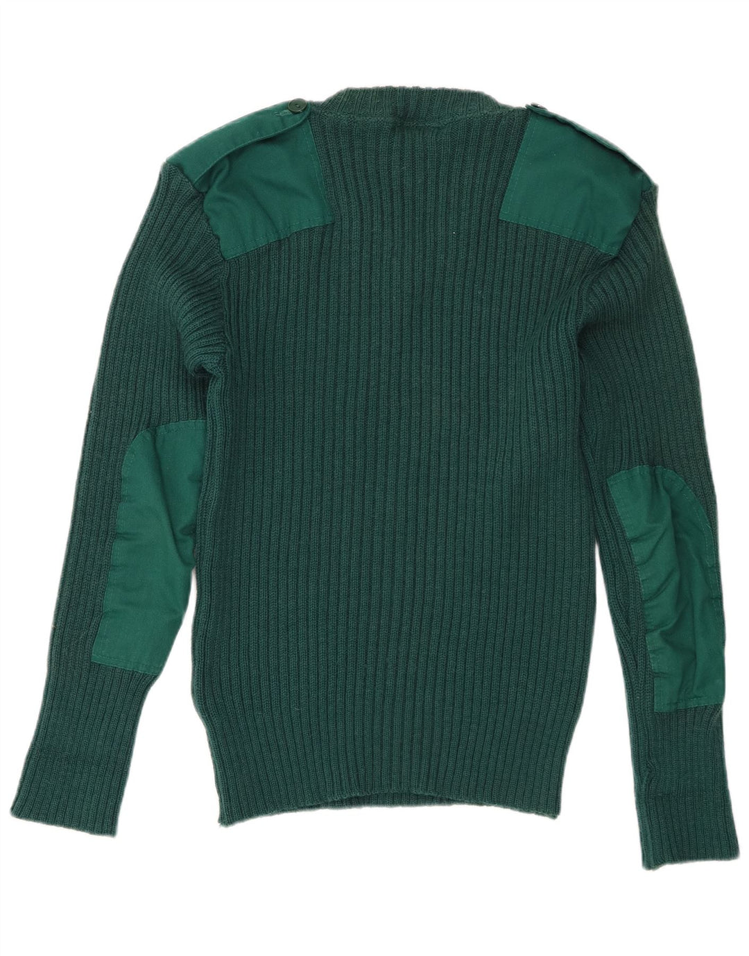 Maglione militare vintage da uomo con scollo a V in lana vergine verde medio