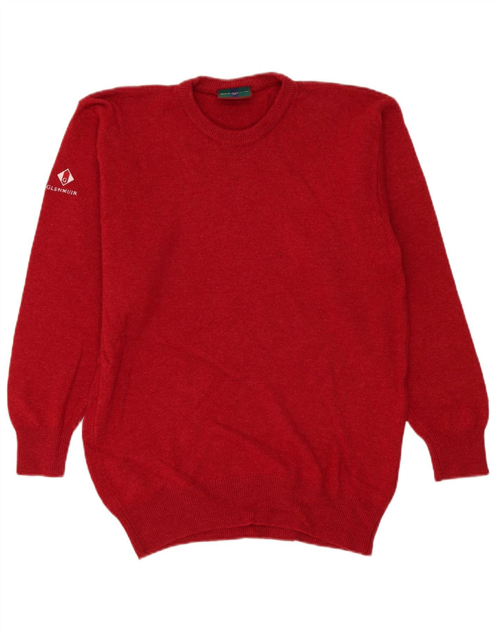 Maglione da uomo girocollo Glenmuir piccolo in lana d'agnello bordeaux