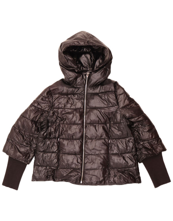 Giacca imbottita con cappuccio da donna Guess UK 14 grande poliestere nero