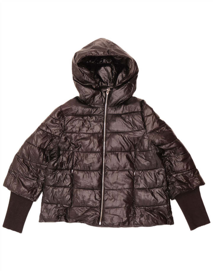 Giacca imbottita con cappuccio da donna Guess UK 14 grande poliestere nero