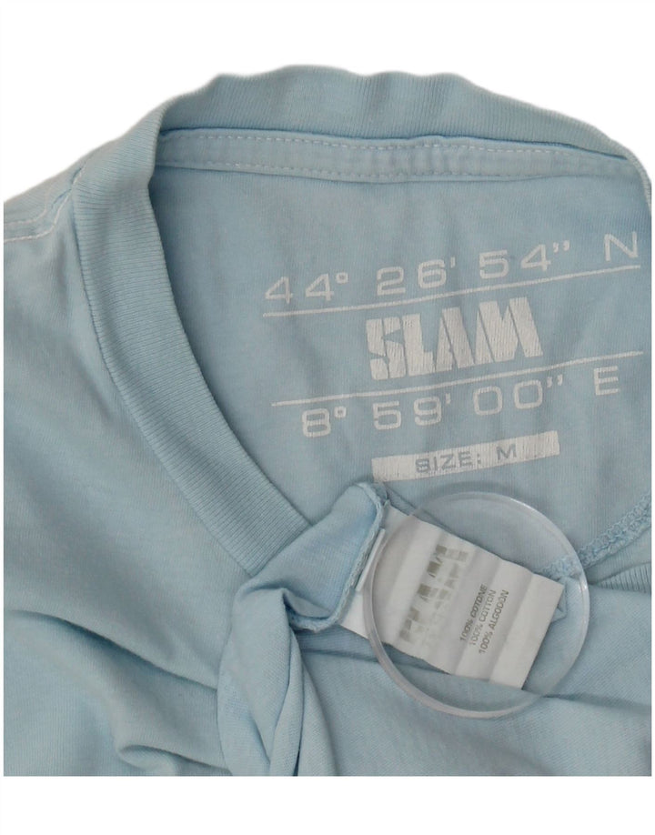 SLAM T-shirt grafica da uomo Top in cotone blu medio