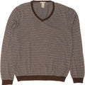 Maglione da uomo Gap con scollo a V, cotone a righe marroni grandi