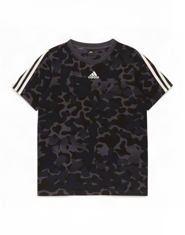T-shirt Adidas da bambino 11-12 anni in cotone mimetico nero