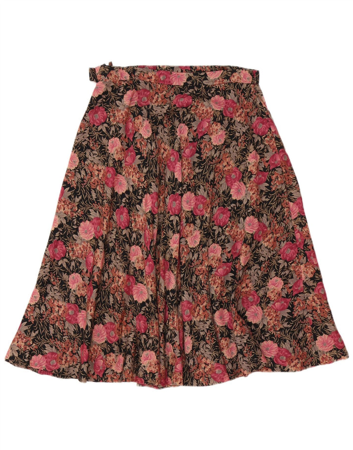 Gonna a trapezio da donna vintage W30 rosa medio floreale