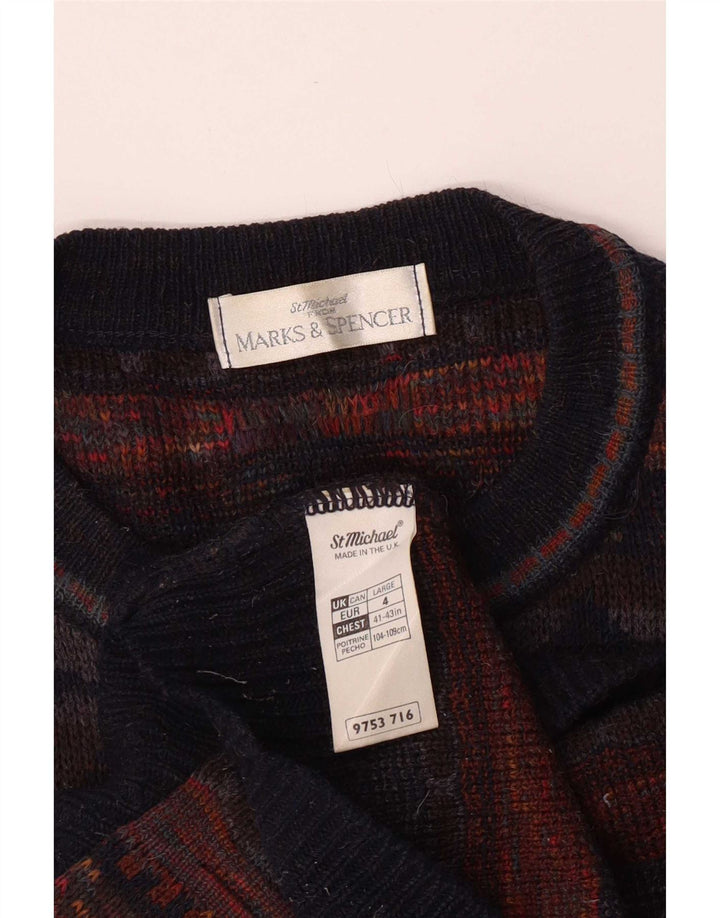 Maglione maglione con scollo a barca da uomo Marks & Spencer grande multicolore