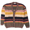 Maglione cardigan da donna vintage UK 12 a righe multicolori medie