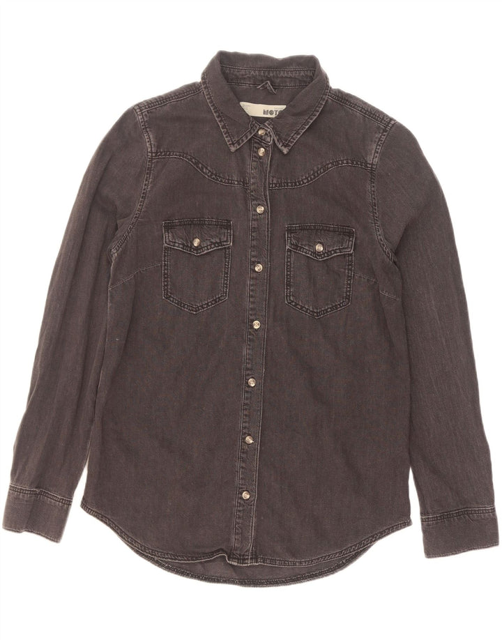Camicia di jeans da donna Topshop UK 12 cotone nero medio