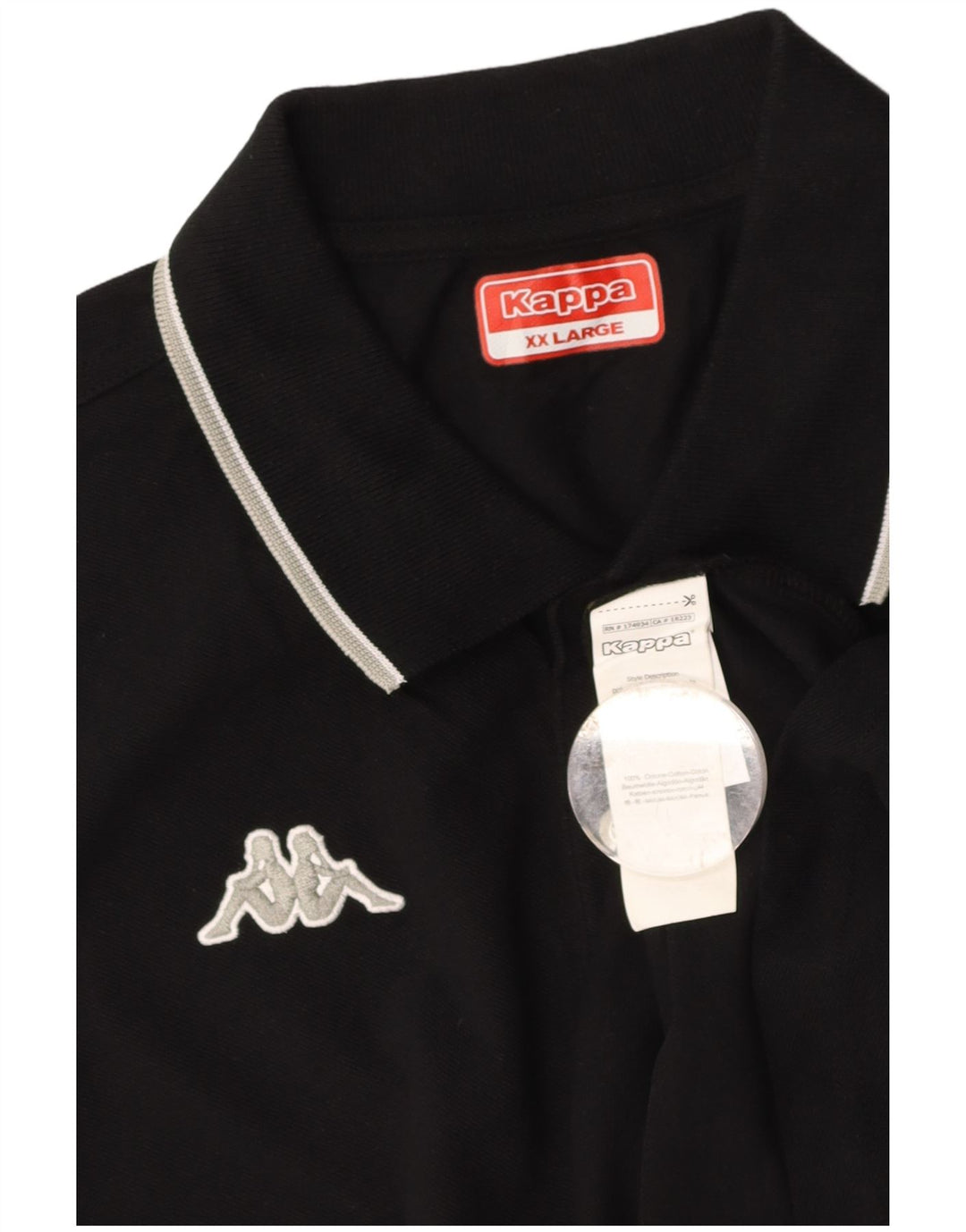 KAPPA Mens Polo Shirt 2XL Black Cotton
