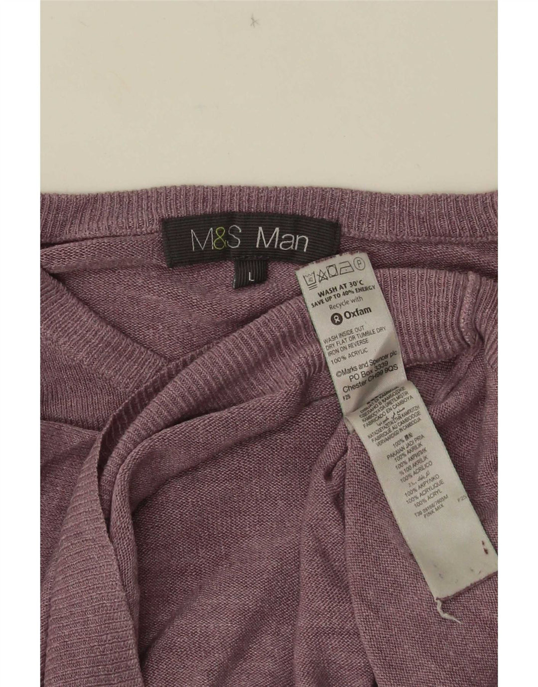Maglione maglione girocollo da uomo Marks & Spencer grande acrilico viola