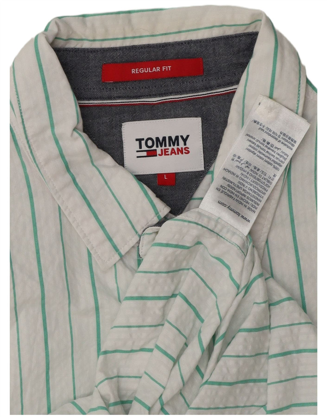 TOMMY HILFIGER Camicia da uomo a maniche corte vestibilità regolare a righe bianche grandi