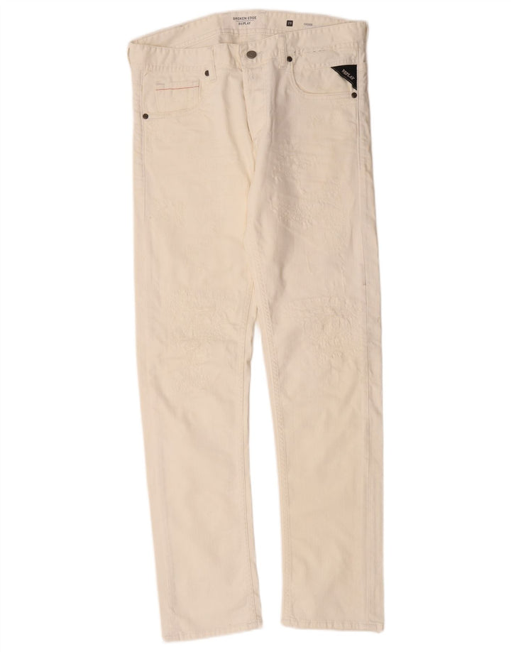 Replay Jeans Grover Slim da donna W29 L30 cotone bianco