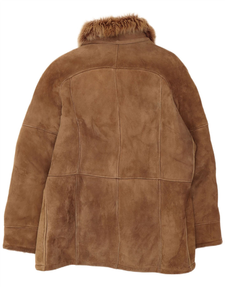Giacca in shearling vintage da donna vestibilità ampia IT 50 XL marrone classica