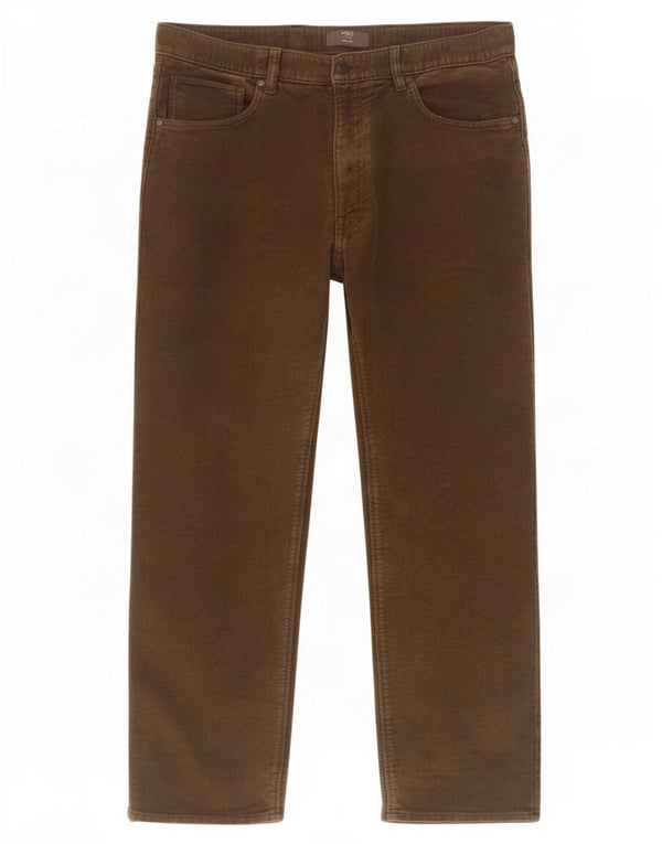 Marks & Spencer Mens Straight Casual Trousers W38 L31 Khaki Cotton