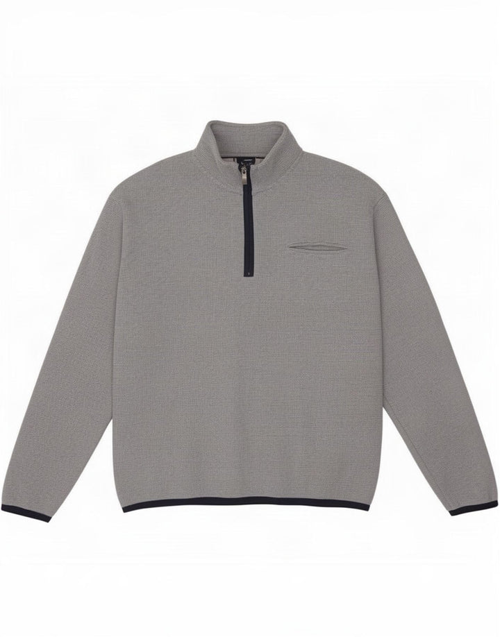 Felpa da uomo con collo con zip Orvis, maglione grande grigio