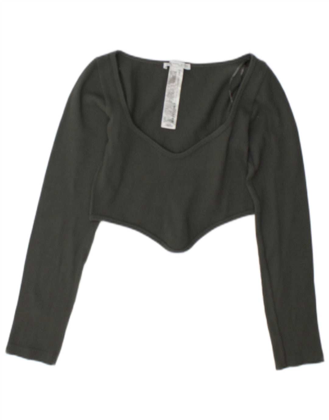 Top corto a maniche lunghe da donna Zara UK 12 verde medio in poliammide