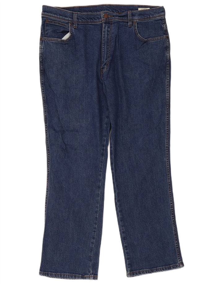 Jeans dritti regolari da uomo Wrangler W38 L30 cotone blu