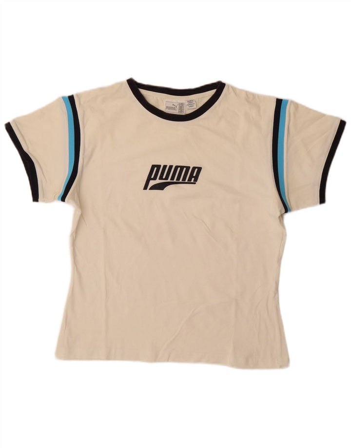 T-shirt grafica corta da donna Puma UK 16 Large Off White Striped