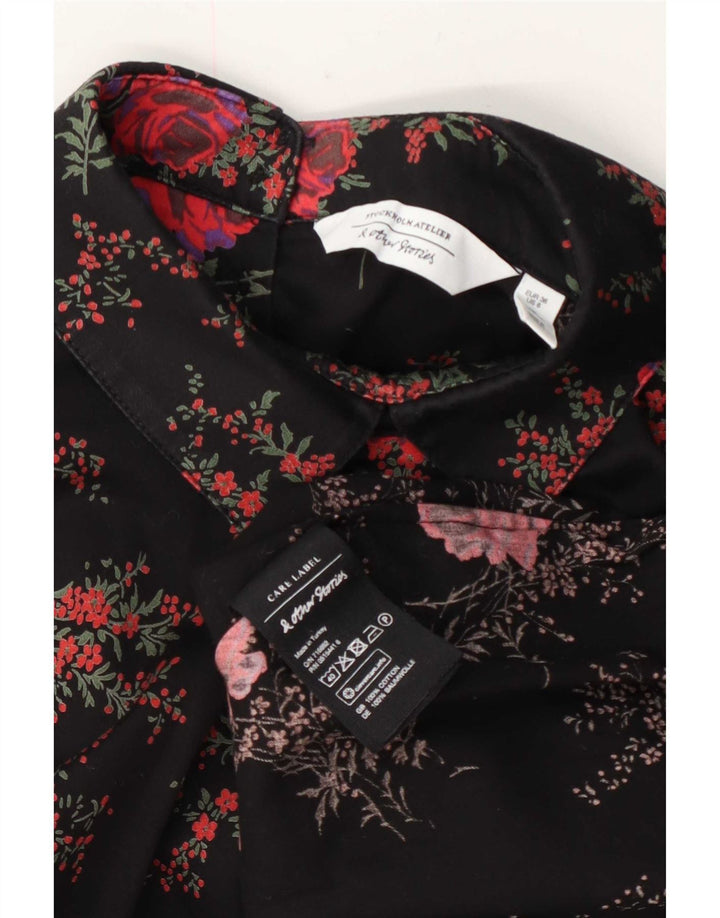 & Other Stories Camicetta a maniche lunghe da donna Top EU 36 Piccolo floreale nero