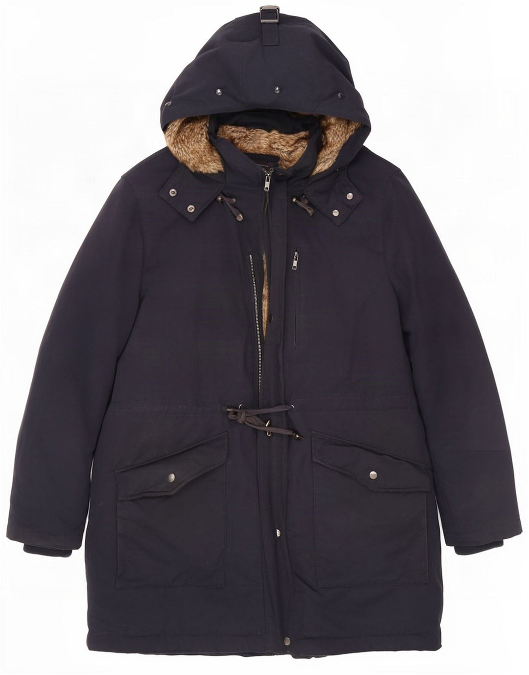 Giacca Parka con cappuccio da donna Marks & Spencer UK 20 3XL Poliestere blu navy