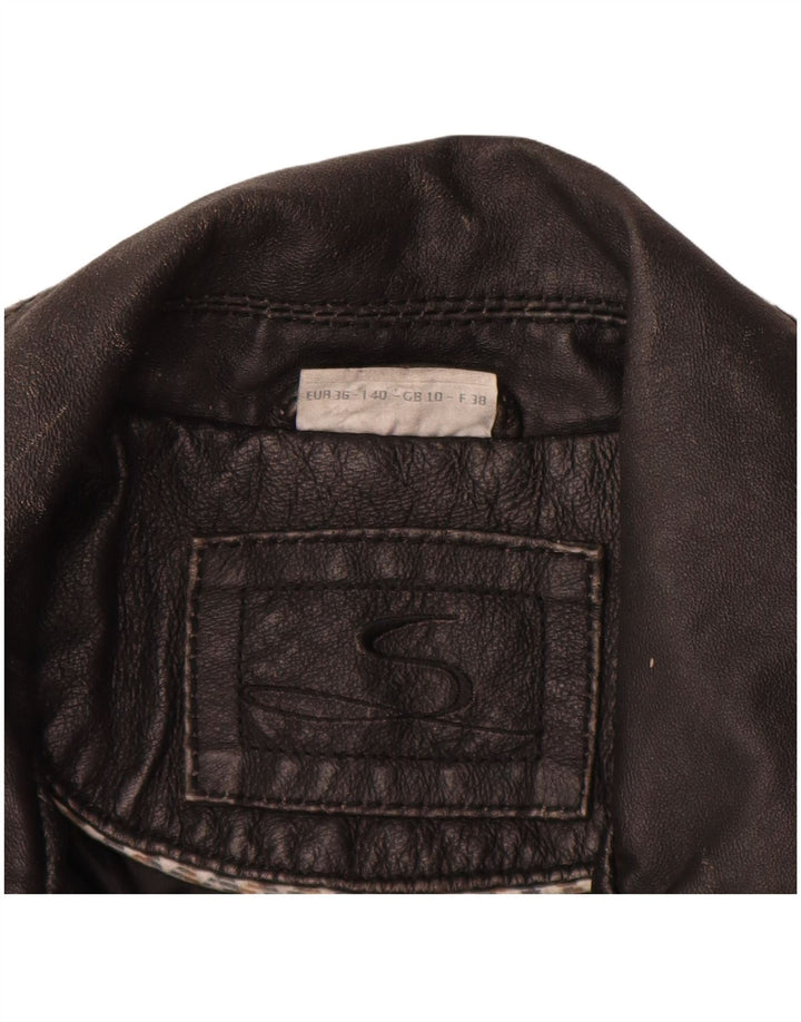 Giacca in pelle da donna vintage UK 10 piccola in pelle nera