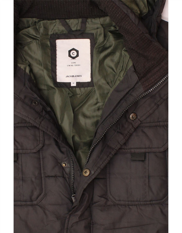 JACK & JONES Mens Hooded Padded Jacket UK 38 Medium Black Vintage Jack & Jones and Second-Hand Jack & Jones from Messina Hembry 