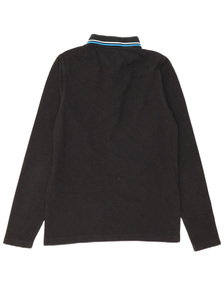 TOMMY HILFIGER Polo da uomo a manica lunga in cotone nero medio