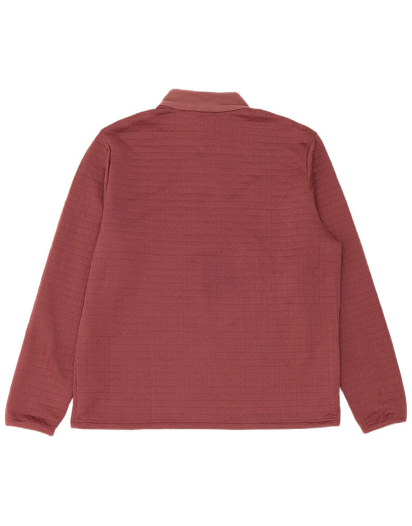 Adidas Uomo Zip Neck Pullover Tuta Top Large Bordeaux Poliestere