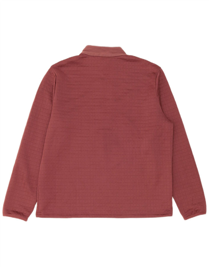 Adidas Uomo Zip Neck Pullover Tuta Top Large Bordeaux Poliestere
