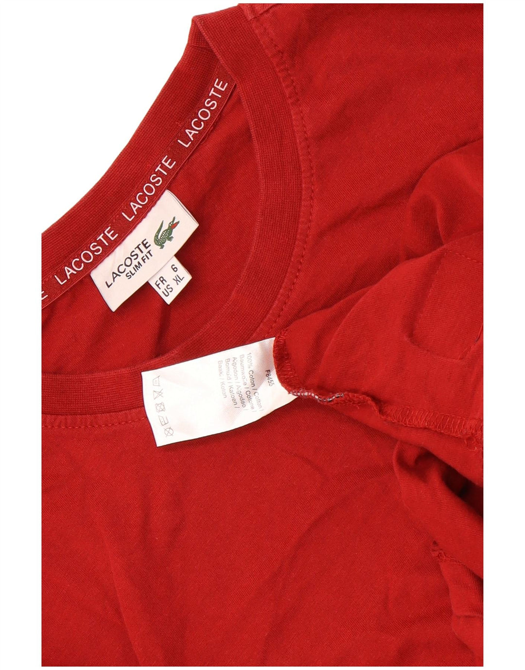 T-shirt da uomo Lacoste taglia superiore 6 XL in cotone rosso