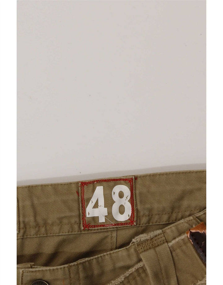 Pantaloncini cargo vintage da uomo IT 48 medi W32 cotone kaki