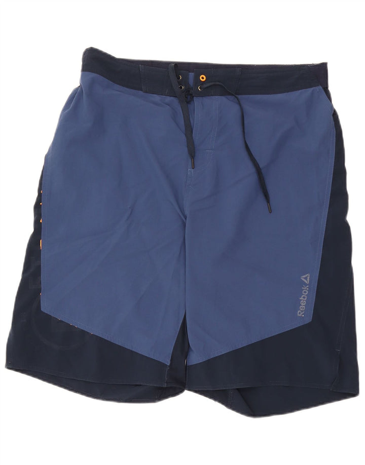 Pantaloncini da bagno da uomo Reebok XL blu navy in poliestere color block