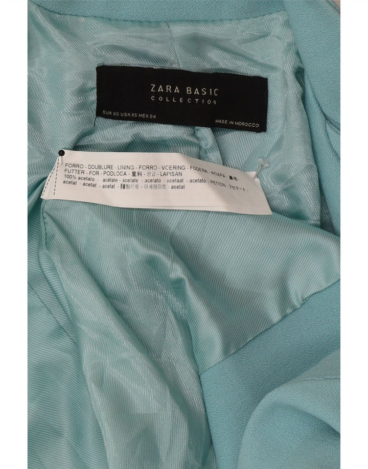 Giacca blazer lunga da donna a 1 bottone Zara UK 6 XS blu acetato