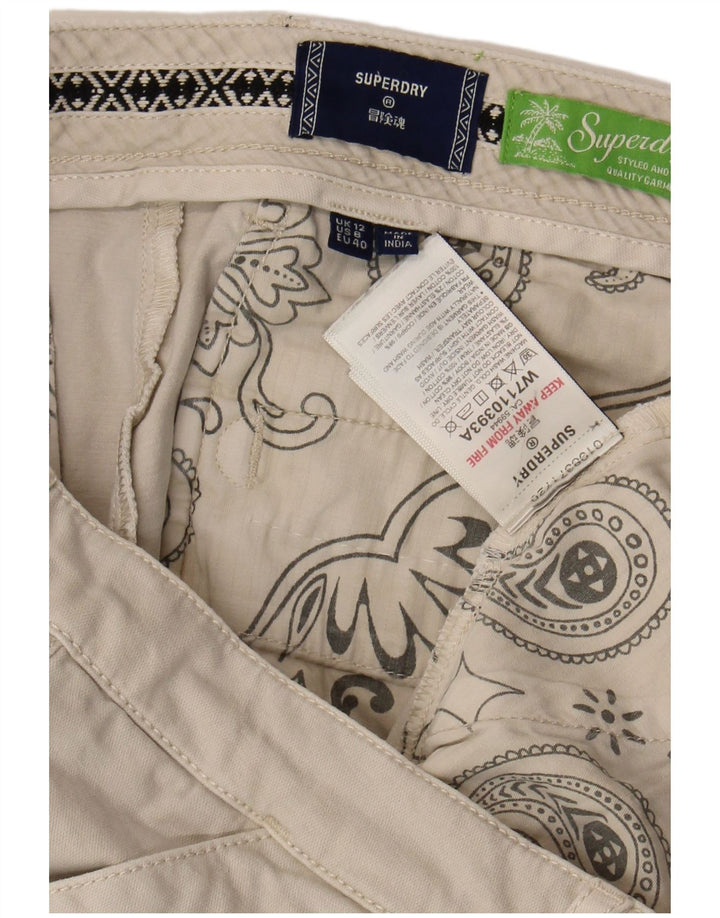 Pantaloncini chino da donna Superdry UK 12 medi W34 cotone beige