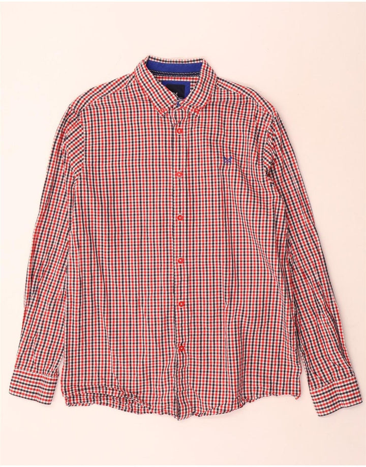 Crew Clothing Camicia da uomo dalla vestibilità classica, grande in cotone a quadretti rossi