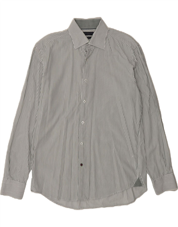 TOMMY HILFIGER Mens Shirt Size 39 15 1/2 Medium Grey Pinstripe Cotton Vintage Tommy Hilfiger and Second-Hand Tommy Hilfiger from Messina Hembry 