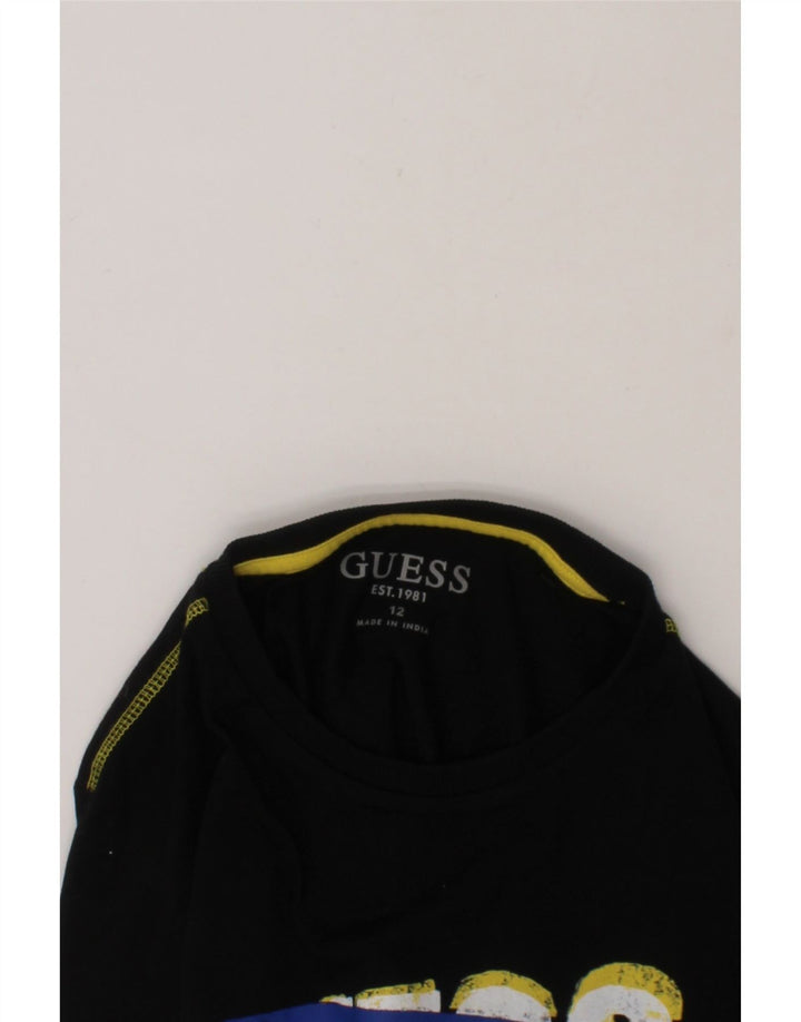 GUESS Boys Graphic Top Long Sleeve 11-12 Years Black Cotton Vintage Guess and Second-Hand Guess from Messina Hembry 