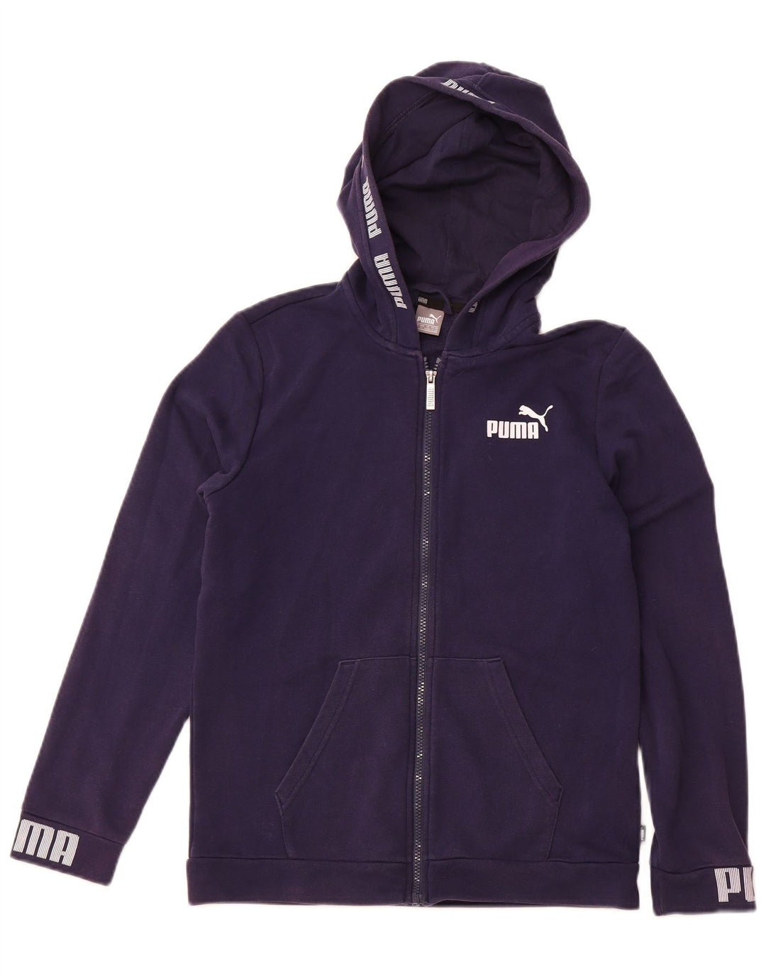 Felpa con cappuccio e zip grafica PUMA da bambino 13-14 anni in cotone blu navy