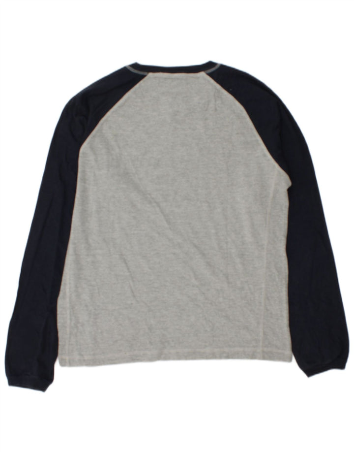 Champion Top grafico da uomo a maniche lunghe in cotone color block grigio medio