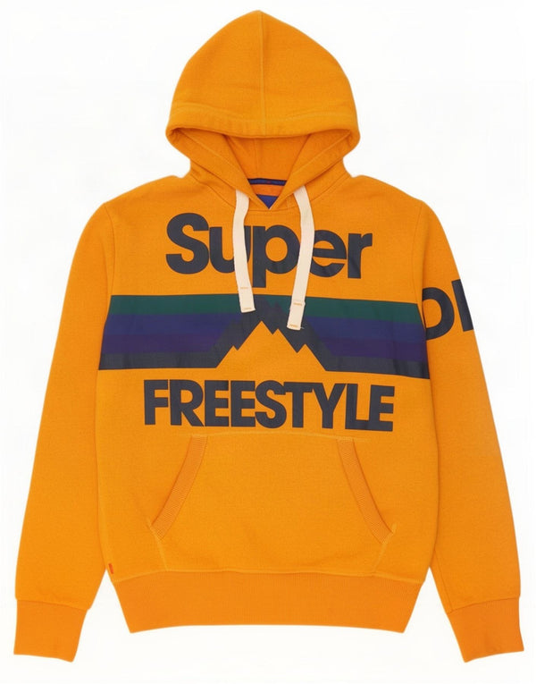 Maglione con cappuccio grafico da uomo Superdry in cotone color block giallo medio