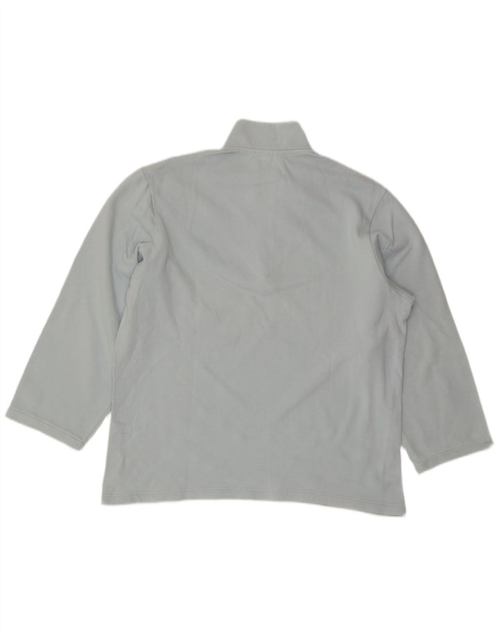 Top Adidas da uomo con zip e collo a maniche lunghe in cotone blu medio