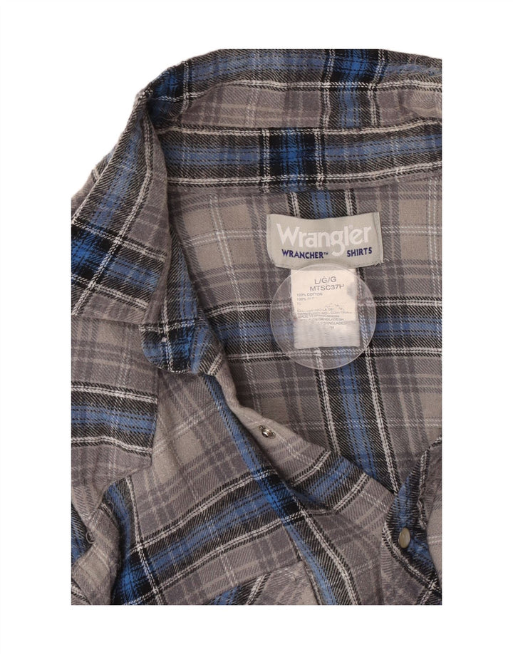 Camicia da uomo in flanella Wrangler, cotone a quadri grigi grandi